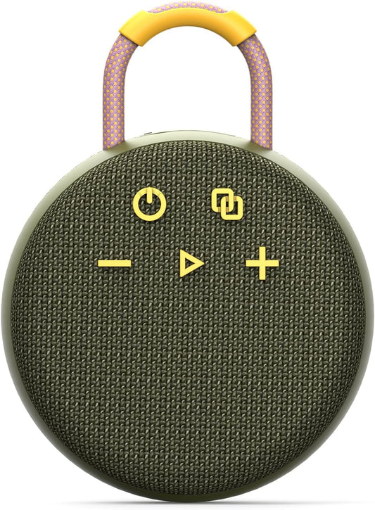 Musibaby 5.3, Packs, Rugged Mini Clip-On Speaker BT Waterproof Build, Shock-Resistant Rubber Shell, Great for Camping