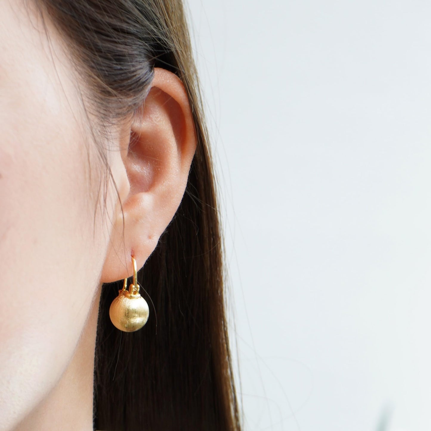 OwMell Elegant 925 Sterling Gold Pearl Drop Earrings Dangle Stud Gold Plated Earrings for Women Large Size 12mm - Brushed Gold
