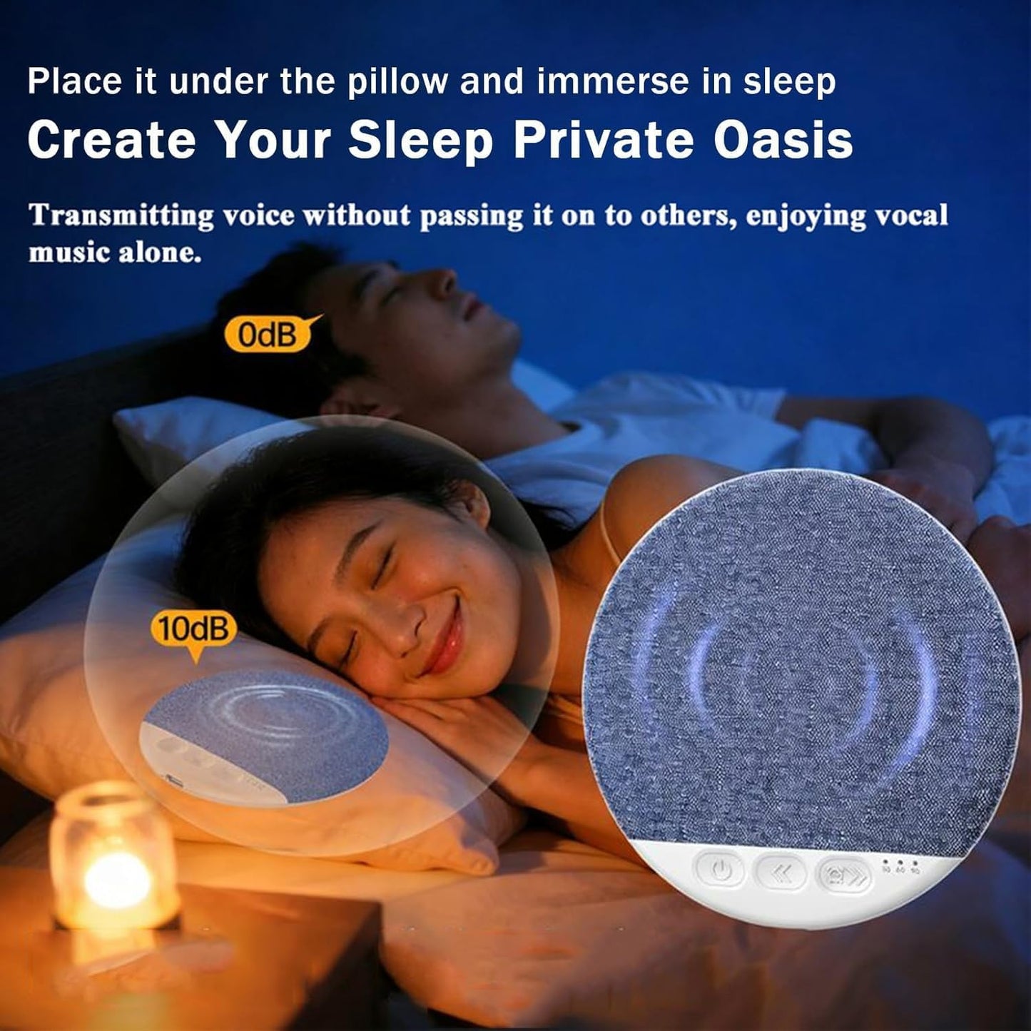 Generic (Blue*2) Bluetooth Pillow Speaker for Sleeping, Under Pillow Sleep Aid with White Noise Timer, Wireless Stereo