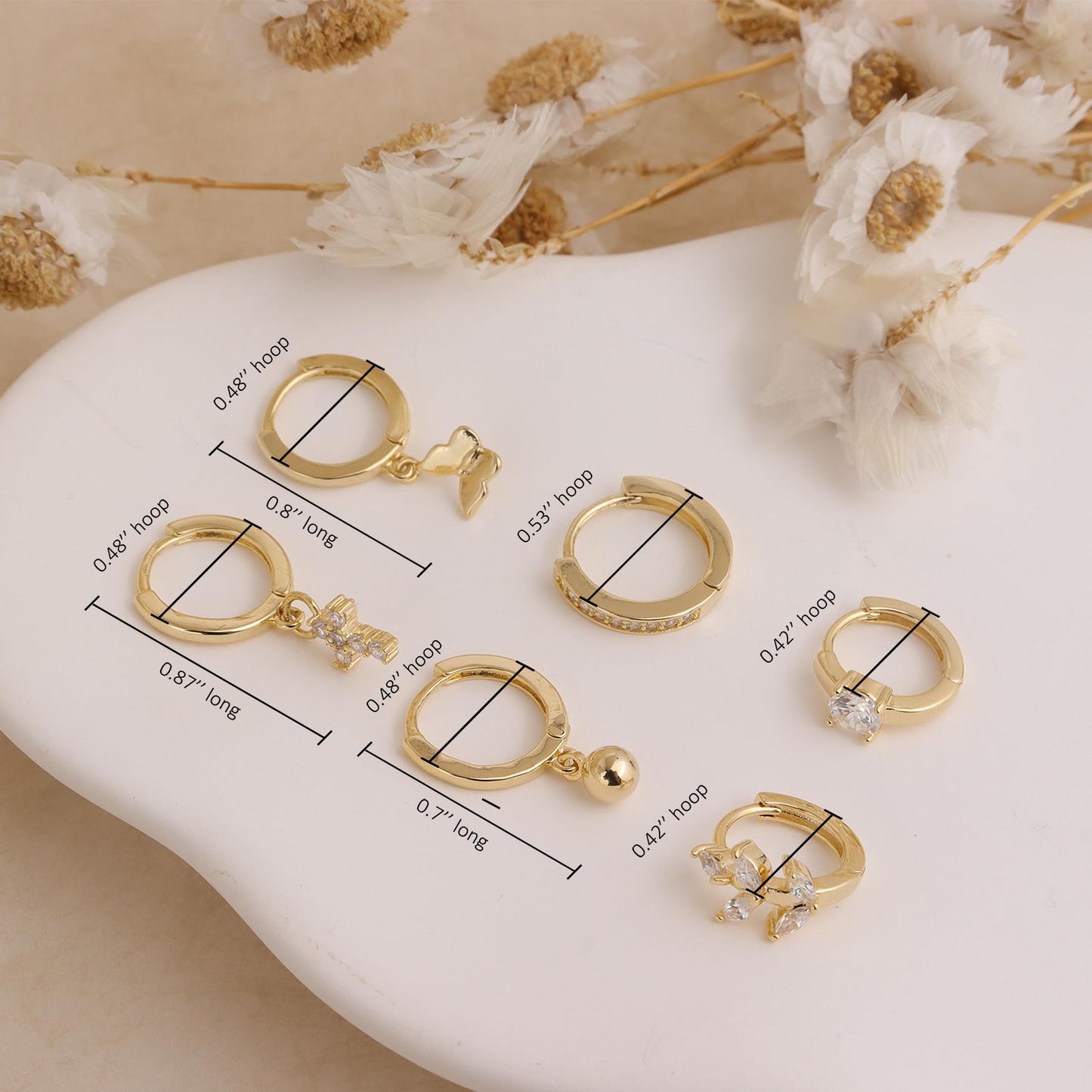 Frigotine 3PCS Gold Ball Cross Butterfly Dangle Small Hoop Earrings Stack Set for Woman, Dainty Rhinestone CZ Drop Multiple Piercing Cartilage Huggie Earing Wedding Prom Fashion Jewelry Gifts