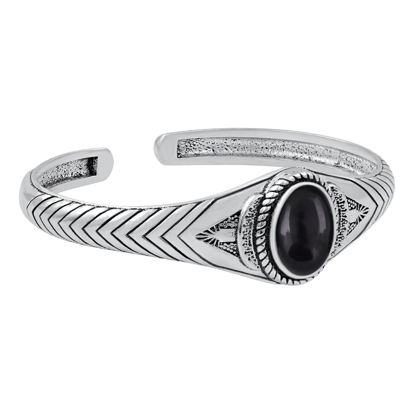 Moonstone Cuff Bangle Bracelet for Men Women – Handmade 925 Silver Plated Boho Jewelry – Natural Gemstone Statement Bangle – Adjustable Size for Perfect Fit – Ideal for Birthdays, Anniversaries