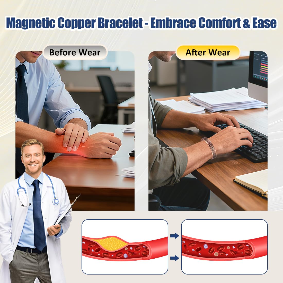Vicmag Copper Bracelet for Men 9X Strength Magnetic Bracelet Men 99% Pure Copper with 5000 Gauss Magnets, Present Box Adjustable(Celtic Knot 1)