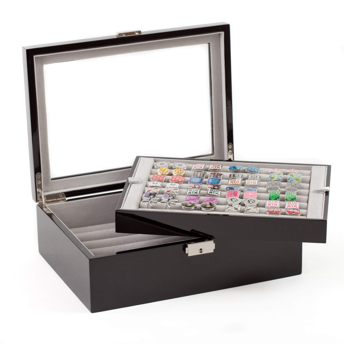 Black Double Layer Jewelry Cufflinks Storage Presentation Box / Case by Cuff-Daddy