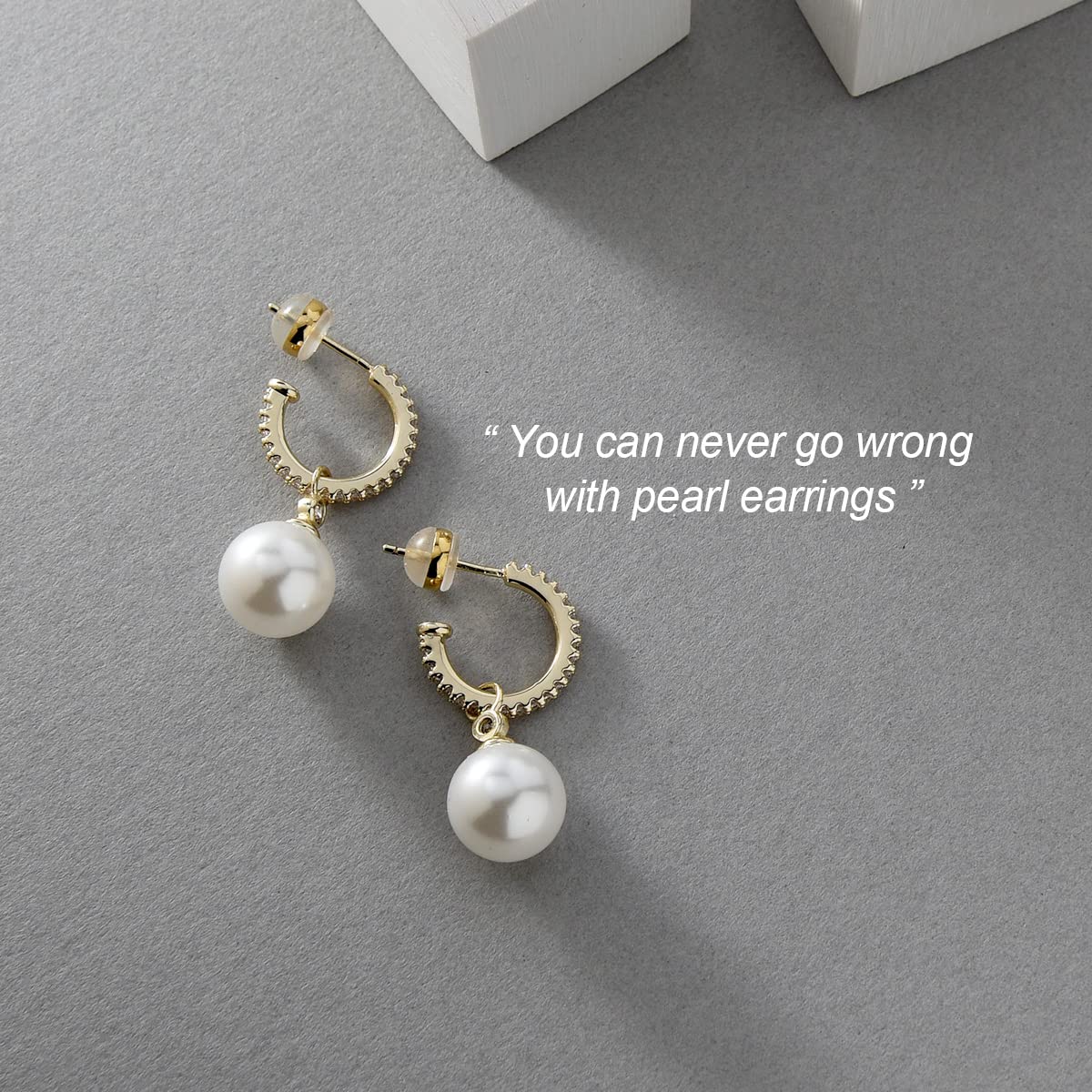 KZZENKI 14k Gold Pearl Earrings for Women, Sterling Silver Post Bridal Pearl Earrings Drop Dangle Earrings Cubic Zirconia Open Hoop earrings Jewelry Trendy