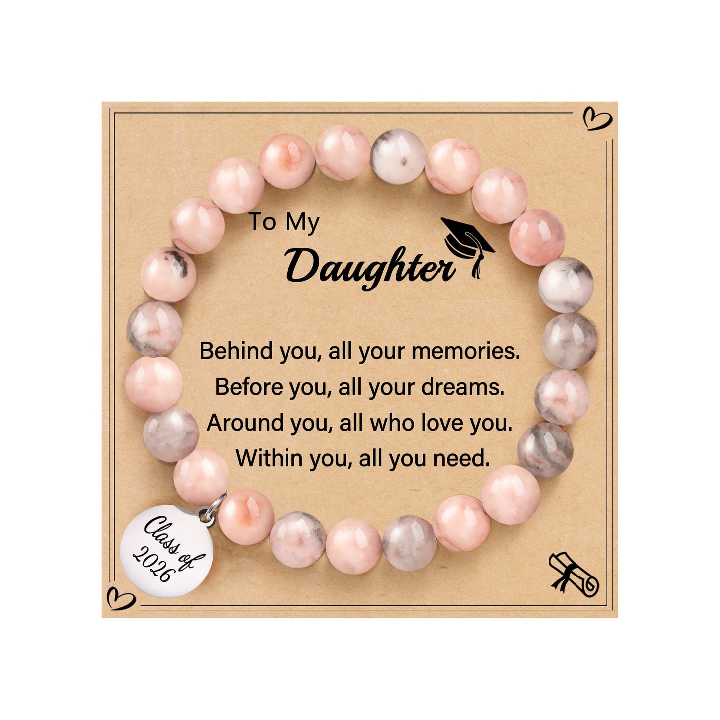 Sistble Class of 2026 Graduation Gifts for Teen Girls Jasper Beaded Bracelets for Daughter Graduation Bracelet 2026 High School College Daughter Gift Jewelry