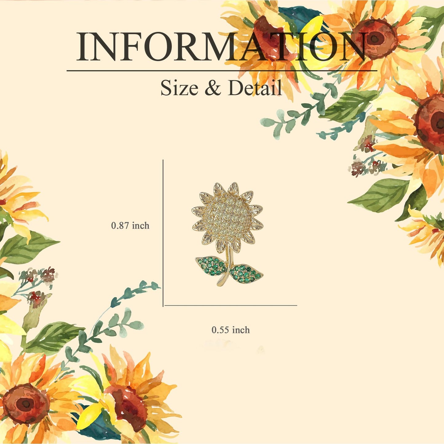 EMEGCY Sunflower Brooches for Women Rhinestone Sunflower Brooch Pins 18K Gold Plated Sunflower Lapel Pins Jewelry for Mom Wife
