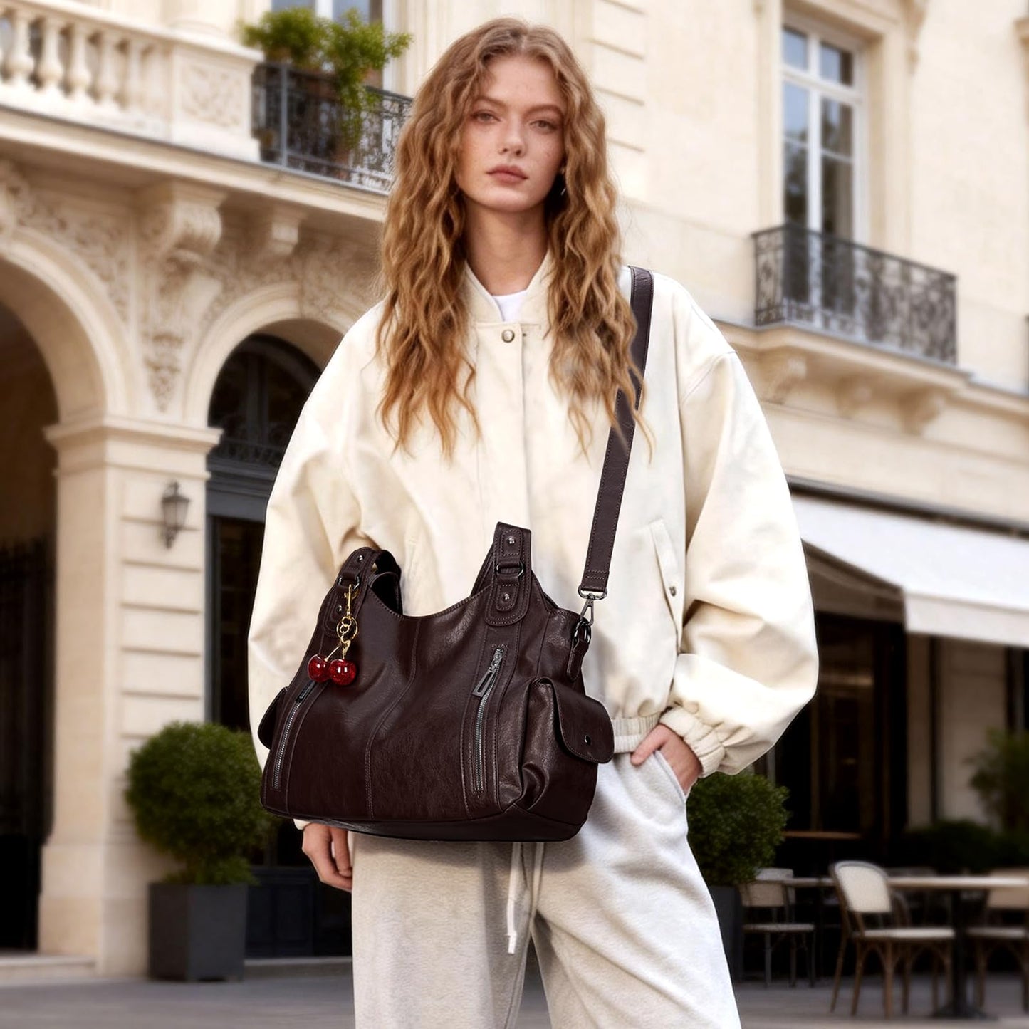 BBIQI Slouchy Hobo Shoulder Bag for Women Soft Leather Purse and Handbags Punk Style Tote Bag Crossbody Y2k Bags (Coffee)