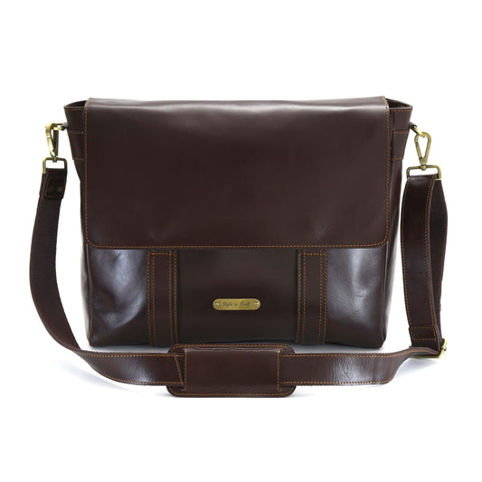 Style N Craft Messenger Bag, Full-Grain Leather Soft Briefcase Laptop Bag for Men and Women, Dark Brown (392005)