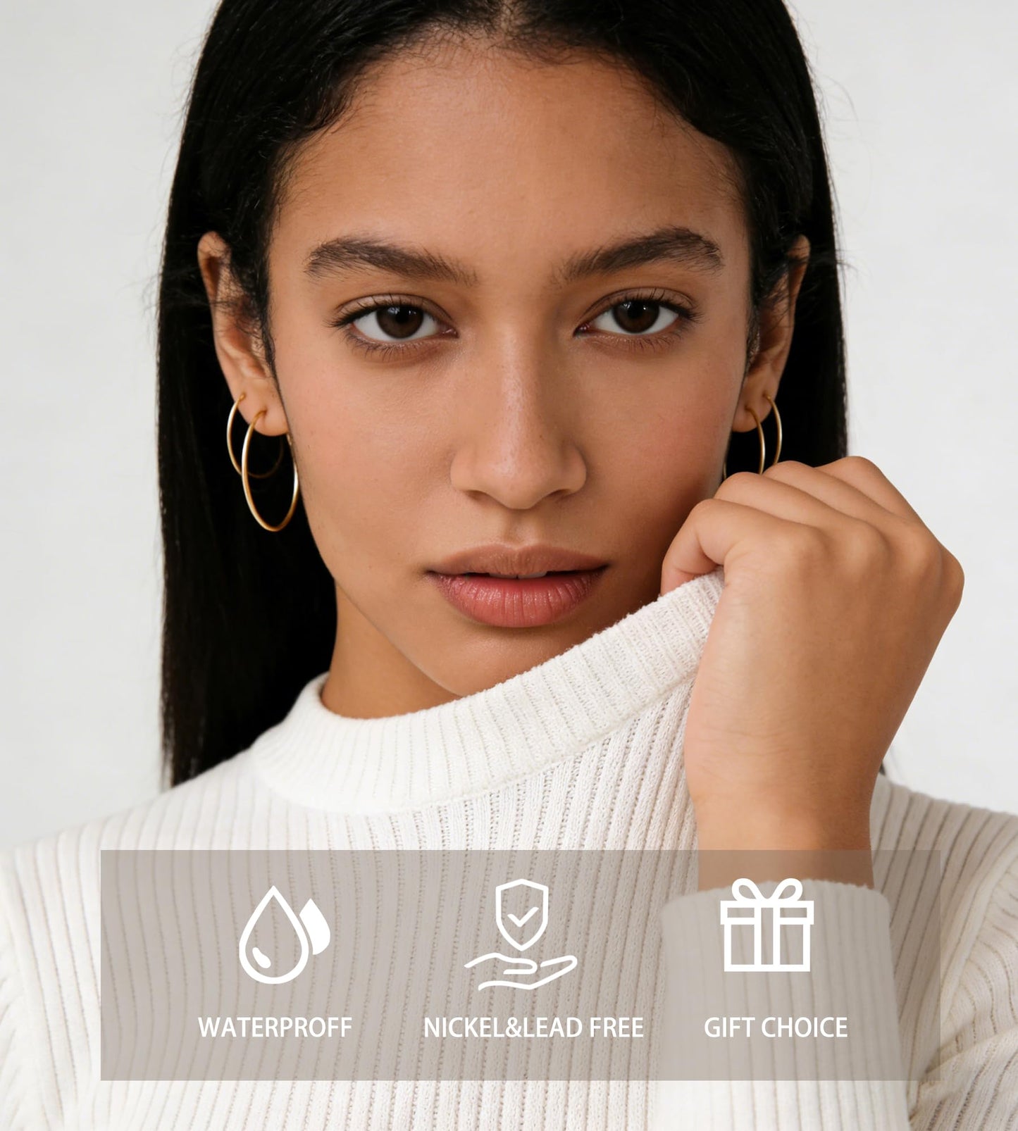 Gold Hoop Earrings Set for Women, 18 Pairs Hypoallergenic Statement Open Pearl Hoops Earring for Multipack, Gold Chunky Hoop Earrings for Women Trendy Jewelry (Gold-14K-12 Pairs)