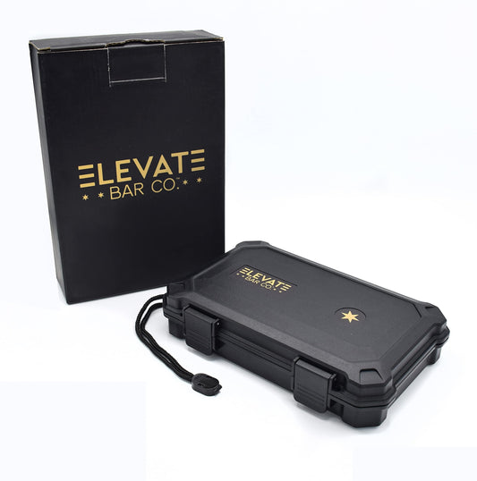 Travel Humidor Cigar Carrying Case - 5- Count- Waterproof, Crushproof, Airtight Seal, Durable Black Portable Case