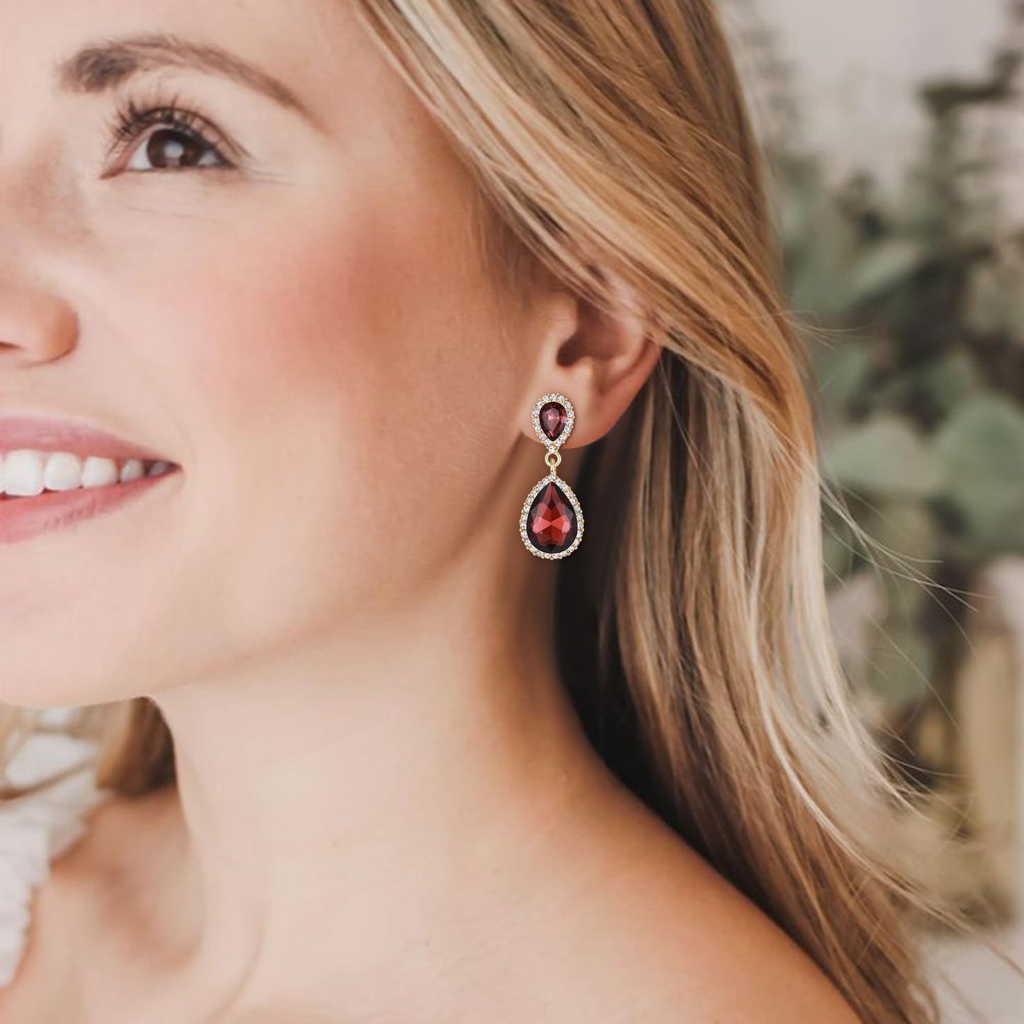 EVER FAITH Women's Austrian Crystal Wedding Tear Drop Dangle Earrings Purple Gold-Plated-Base
