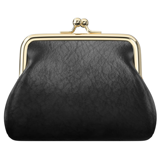 Coin Purse, Small PU Leather Change Purse, Coin Wallet with Clasp, Car Change Holder Pouch for Woman Men Kids Girls, Black