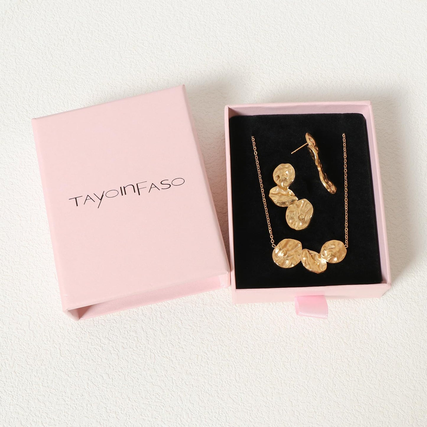 TaYolnFaSo Minimalist 18K Gold Pated Jewelry Set for Women Elegant Irregular Shape Necklace Earrings Set Christmas Gift for Female