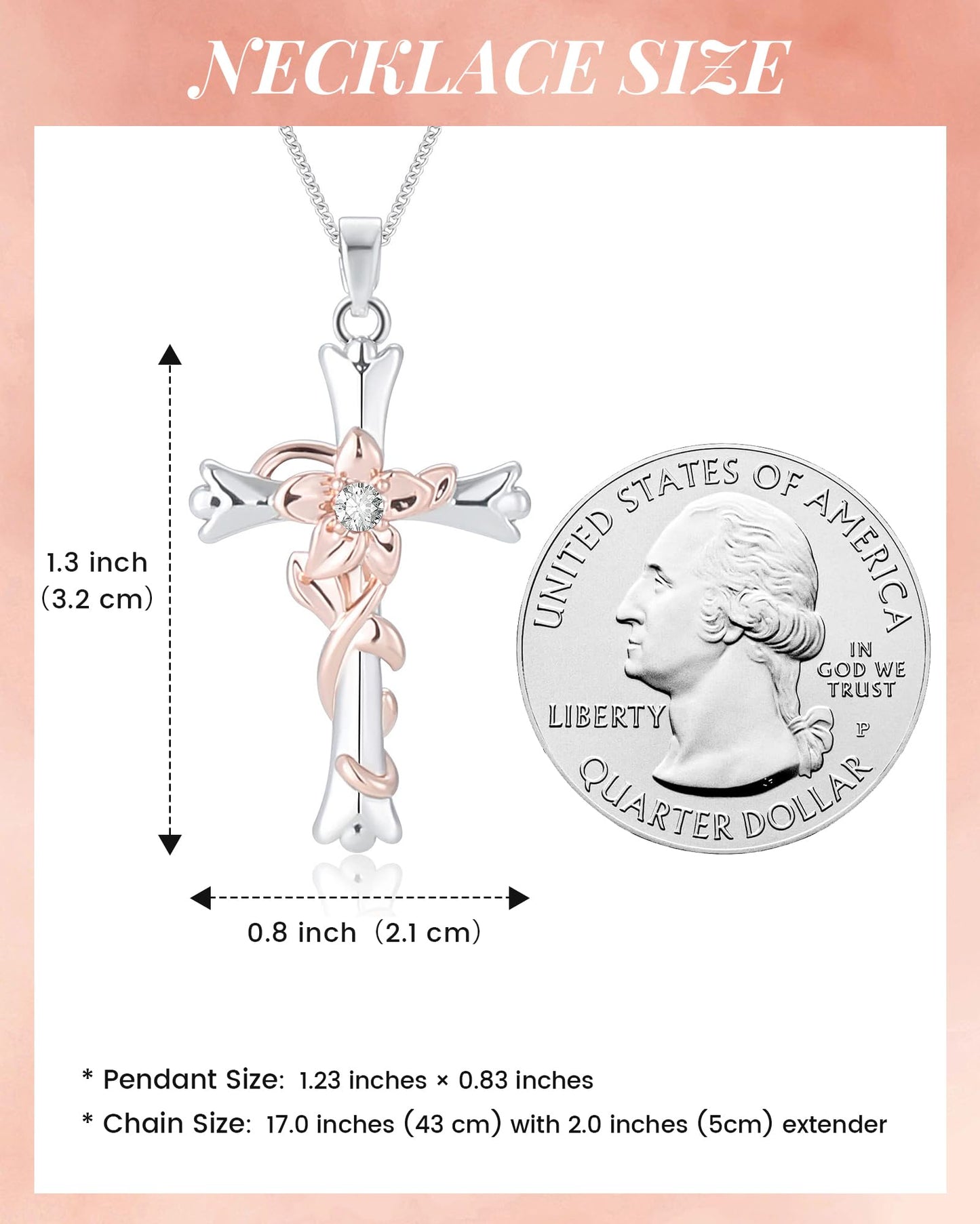 ACECHA Silver Cross Necklace for Women, Dainty Faith Cross Pendant Necklaces with Daffodils Jewelry for Mom Wife Daughter Sister | Gifts for Birthday Anniversary Christmas Easter(Narcissus-Vitality)