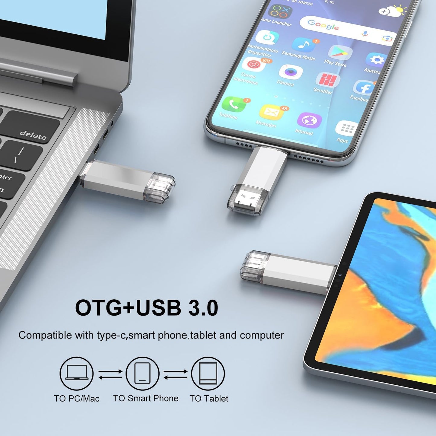 RAOYI 128GB 2 1 3.0 USB C Flash Drive, in USB Type C Dual OTG Metal Thumb Drive Jump Drive Memory Stick with Keychain