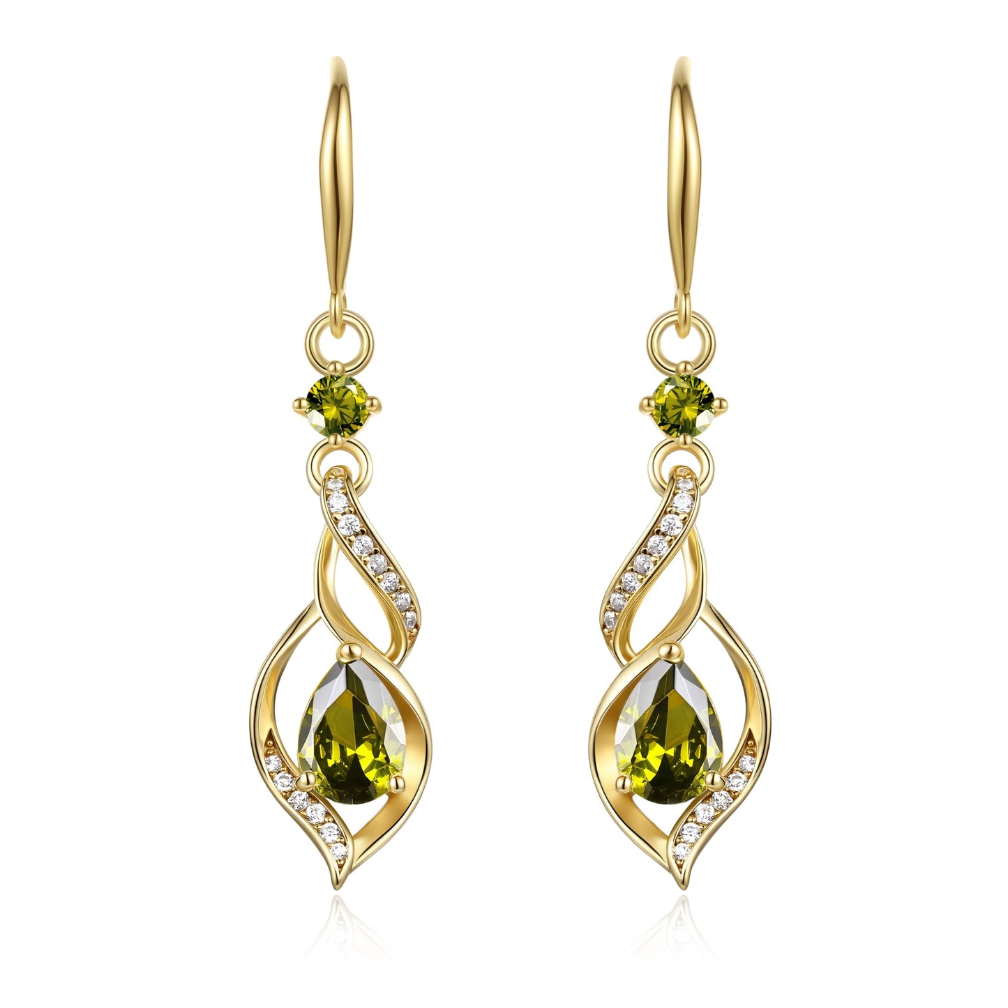 FANCIME 14K Gold Plated August Birthstone Dangle Earrings for Women Teardrop Peridot Earrings S925 Sterling Silver infinity Love Birthday Gifts for Mom Women