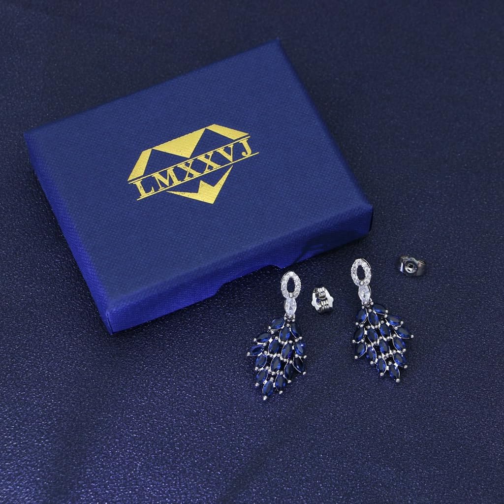 LMXXVJ Bridal Wedding Earrings for Brides Bridesmaides Teardrop Earrings for Women, Cubic Zirconia Drop and Dangle Earrings for Prom or Pageant,Jewelry…, Copper, created blue sapphire
