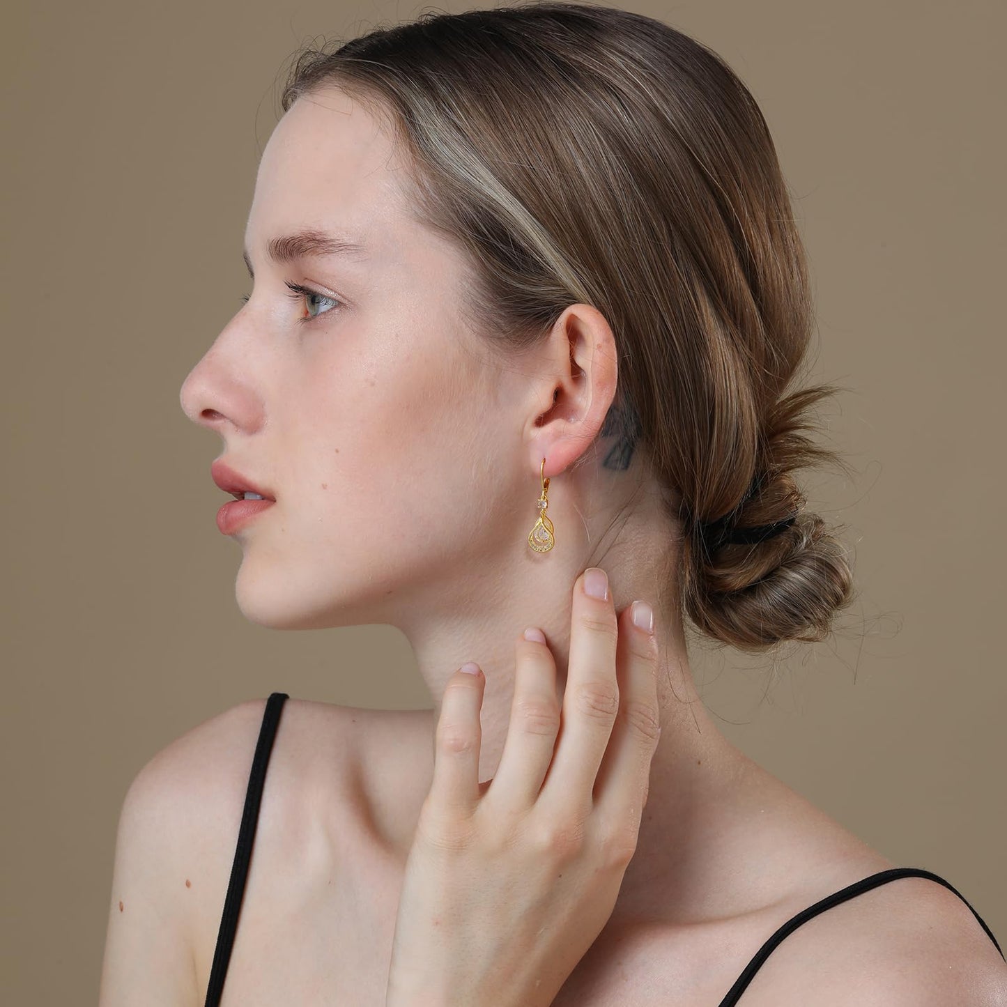 Dangle Trendy Leverback Birthstone Earrings Sliver Plated Teardrop Dangle Earrings Jewelry Christmas Birthday Gifts for Women(Sliver May)