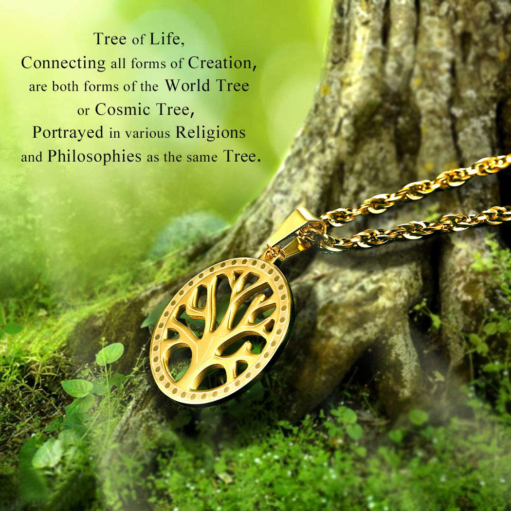 PROSTEEL 18K Gold Plated Necklaces Pendants Nature Spiritual Tree of Life Necklace Family Tree Necklace Women Jewelry