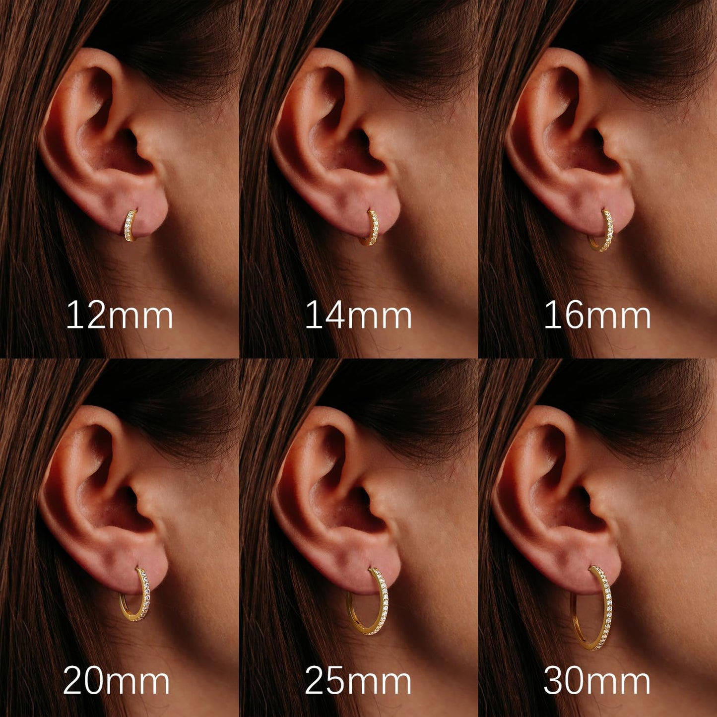 vuiikhir 14K Gold Earrings for Women 14K Gold Hoop Earrings for Women Cubic Zirconia Shining Gold Hoops Earring for Womens Hoop Lightweight Hoops Earring for Womens 12/14/16/20/25/30mm (30mm)