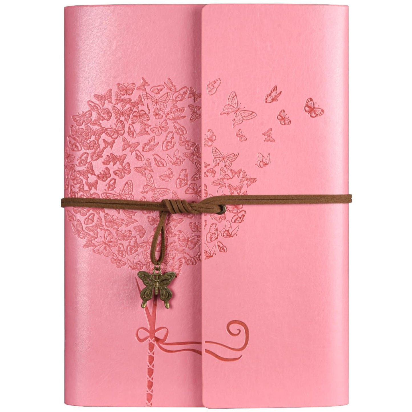 OMEYA Leather Journal Notebook, Refillable Writing Journal Diary Planner, Gifts For Women,Men, Girls, Sister, Friends (Pink, A5-9.3''×6.3'')