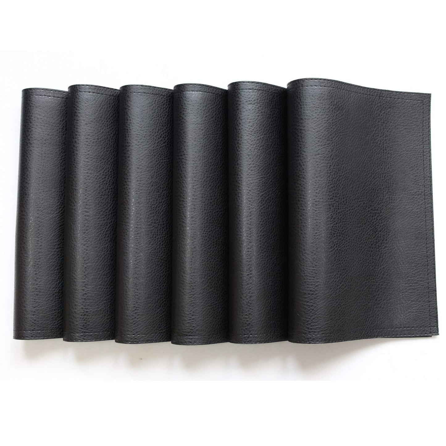 Wintop Group PU Leather Placemats, 13"X17.5", Set of 6, Black