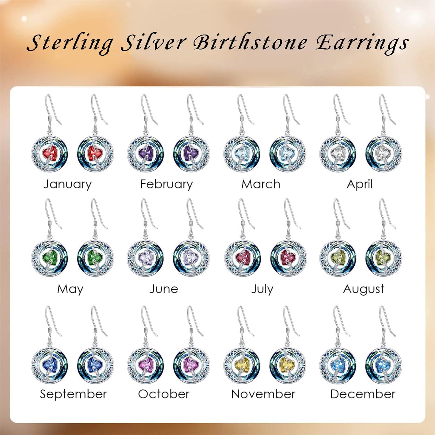 TOUPOP Emerald Earrings May Birthstone Earrings Sterling Silver Moon and Star Drop Dangle Earring Jewelry Blue Crystal Birthday Mothers Day Gifts for Women Mom Her