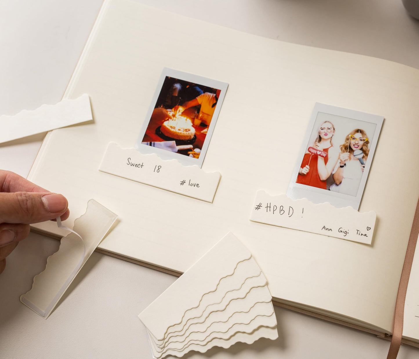 Modern Album Designs Real Linen Guest Book Set - 11.5 x 8.5 Embossed Guestbook for Weddings, Showers, Events, Blank & Lined, Comes with Sign, Pen, Box and Photo Sleeves, 120 Pages (Oatmeal)