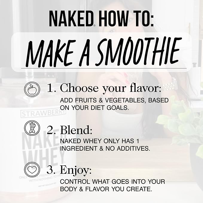 NAKED WHEY 5LB 100% Grass Fed Unflavored Whey Protein Powder - Only 1 Ingredient, Undenatured - No GMO, Soy or Gluten - No Preservatives - Promote Muscle Growth and Recovery - 76 Servings