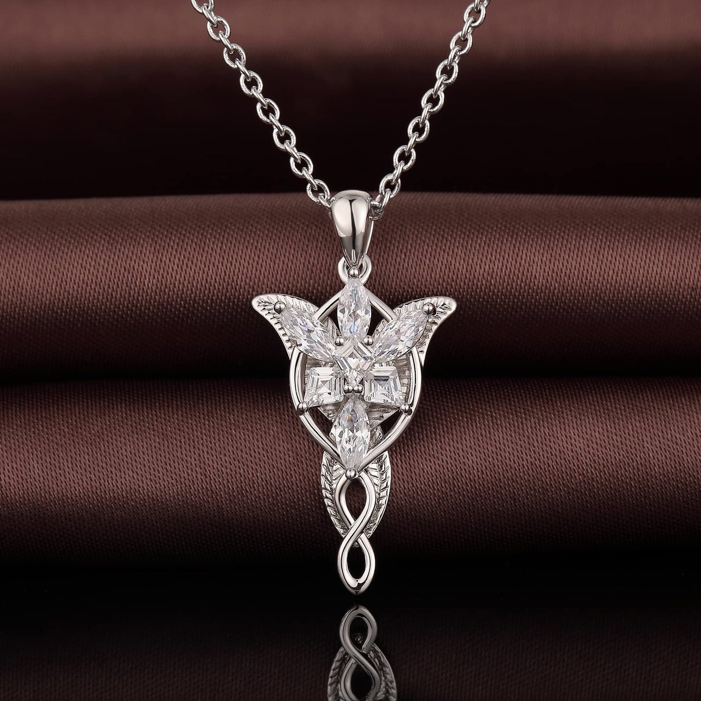 jiamiaoi Lord of the Rings Pendant Necklace Arwen Evenstar Necklace Silver Lord of the Rings Accessories Elvish Jewelry for Women