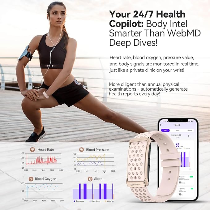 Smart Bracelet with Blood Oxygen/Blood Pressure Monitor, 60-Day Battery Health Fitness Tracker with 2 Bands,Lifetime Membership,Activity Tracking Heart Rate Sleep Monitor for Android iOS