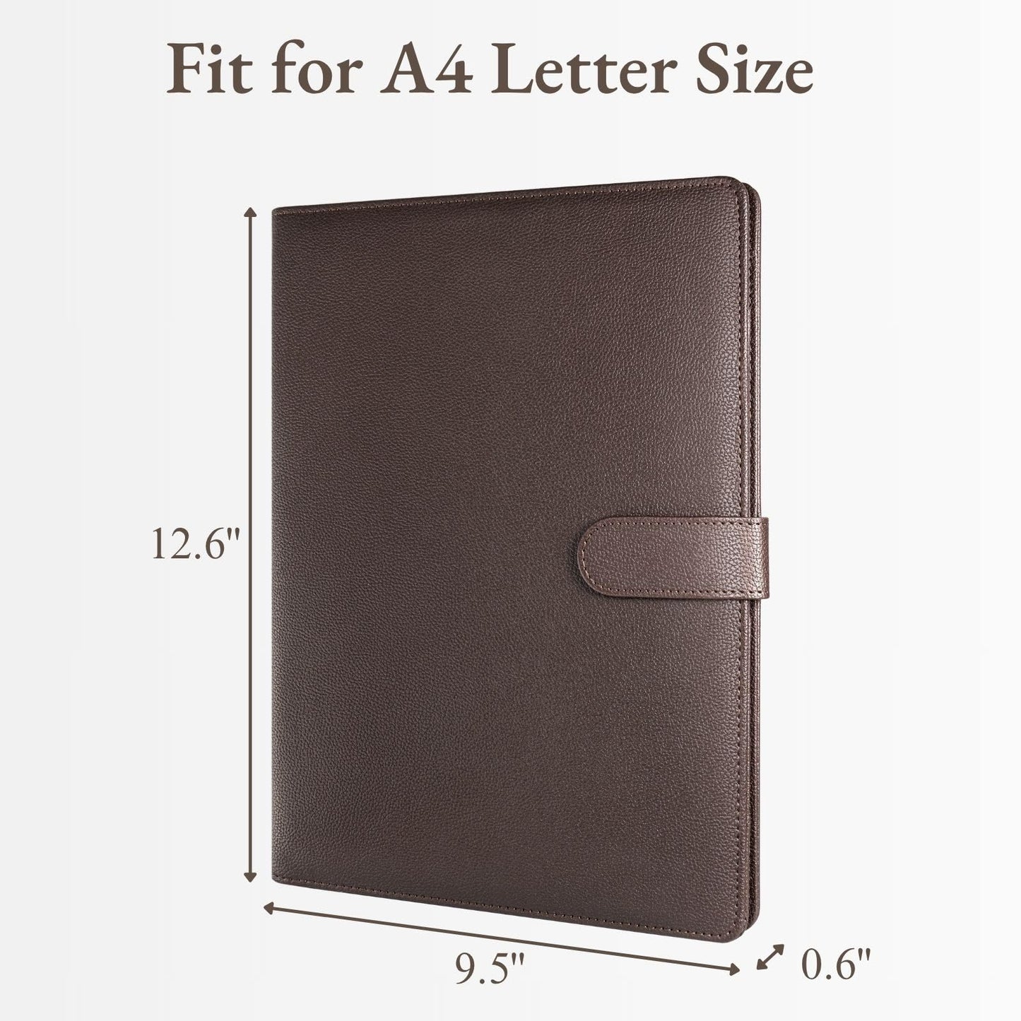 Mymazn Padfolio Portfolio Folder, Faux Leather Interview Resume Folder with Document Organizer & Business Card Holder, Letter-Sized Notepad Legal Pad Holder for Men Women (Coffee)