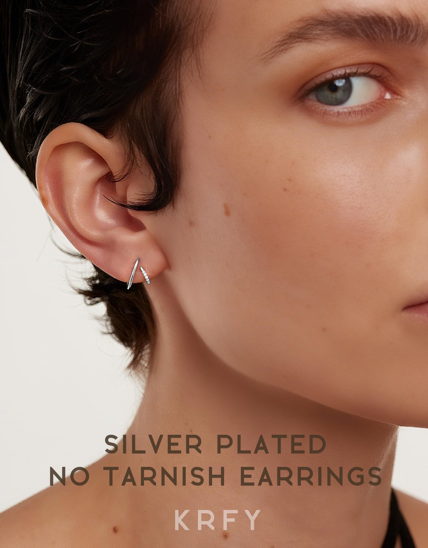 KRFY 2 Pairs Stud Earrings for Women, 16K Plated Gold Earrings for Women Trendy S925 Sterling Silver Post, Dainty Hypoallergenic Silver Earring Jewelry with Clear CZ No Tarnish