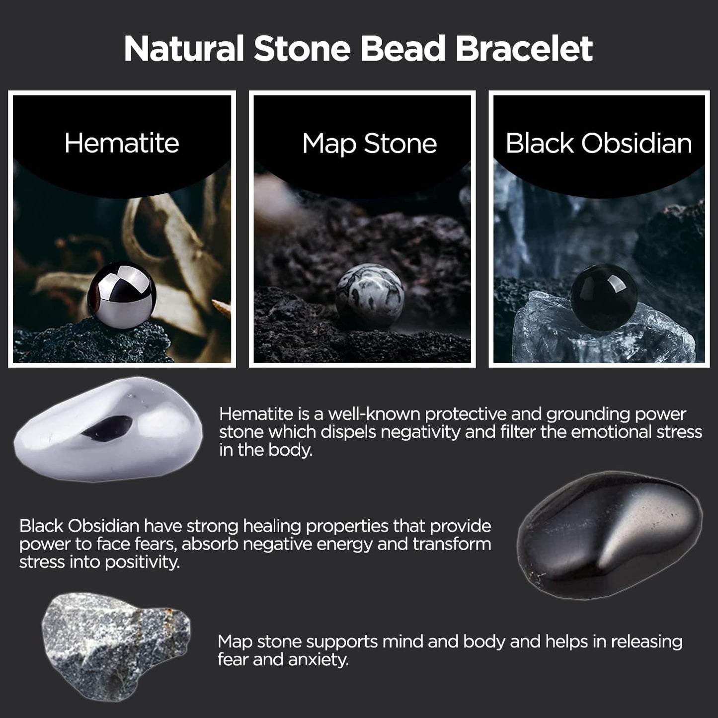 STCORPS7 Gifts for Women, Gifts for Women, Magnetic Bracelet Arthritis Energy Healthy Jewelry Therapy for Sleep, Hematite Bracelet, Crystal Jewelry Bring Luck, Prosperity and Happiness