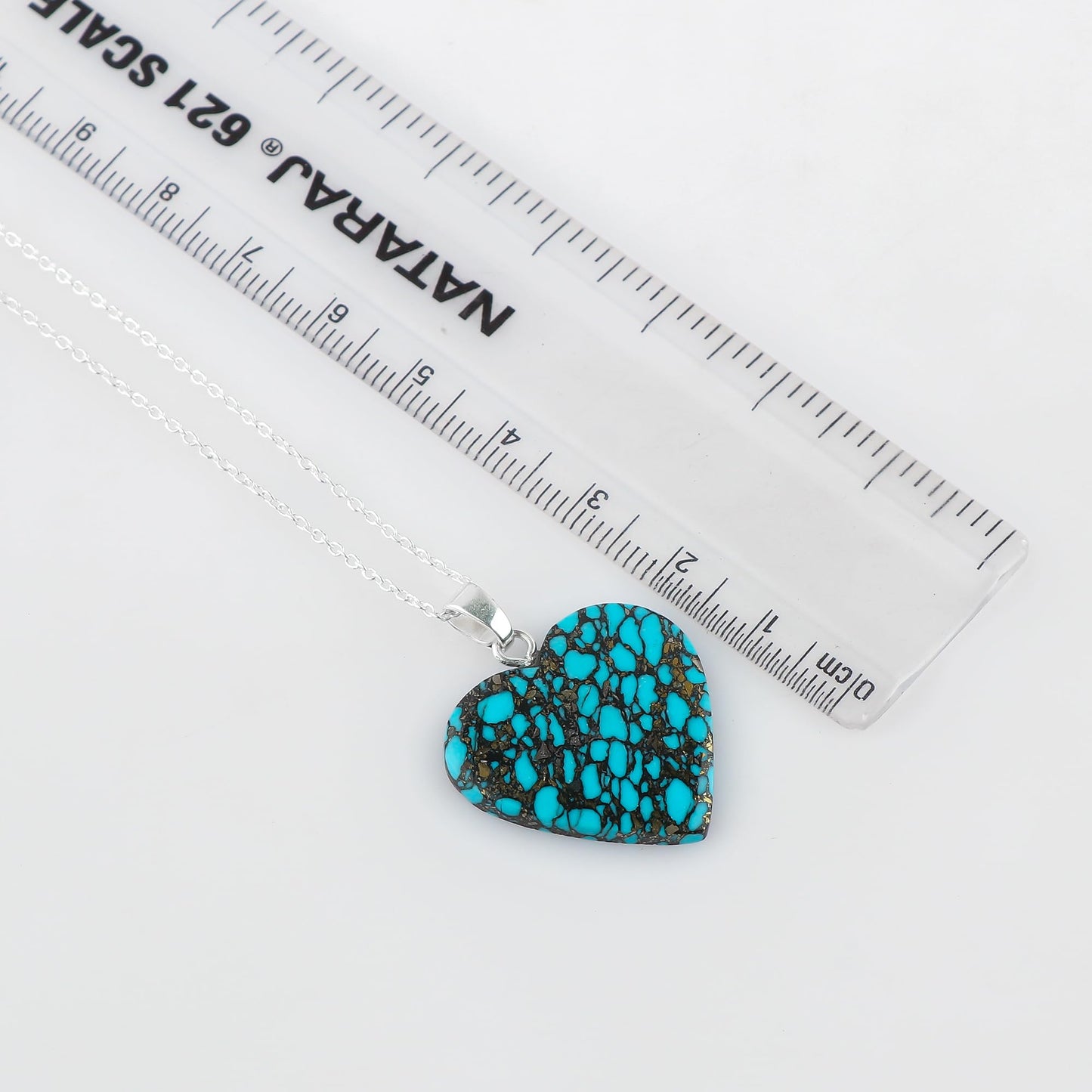 Yashee Natural Turquoise Gemstone Heart Shape Crystals Pendant Necklace, Chakra Energy Healing Gemstone, Real Crystal, Top Grade, Women Jewelry, Dainty Silver Plated Jewelry 18 inch