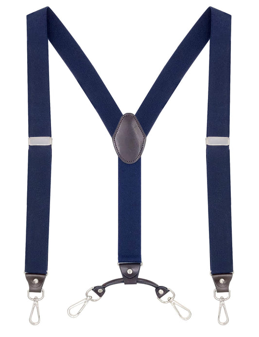 Ausukler Men's Suspenders with Swivel Hooks and Adjustable Braces, Suitable for Heavy Duty, Big and Tall, Black (Navy Blue)