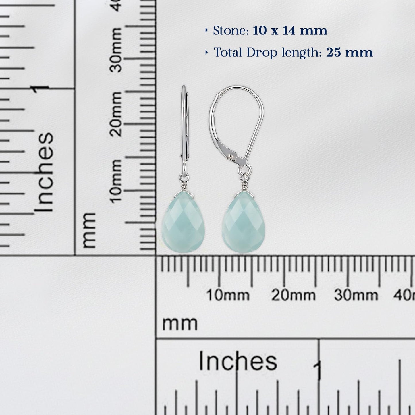 GemInspire Natural Milky Aquamarine Teardrop Dangle Earrings for Women, Leverback Pear Shaped Gemstone, 925 Sterling Silver Leverback, Handmade March Birthstone Jewelry Gift