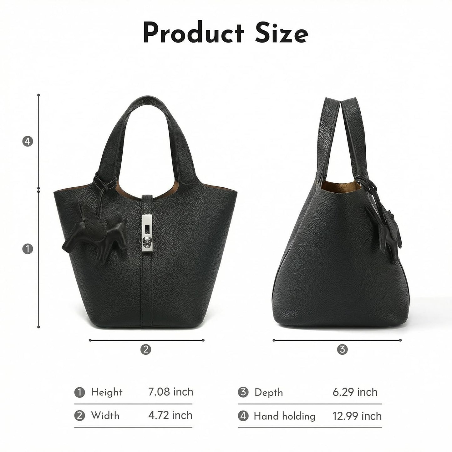 Jooniter Tote Bag for Women Satchel Bag for Women Shoulder Handbag Bucket Purse Clutch Bags for Work Evening Black