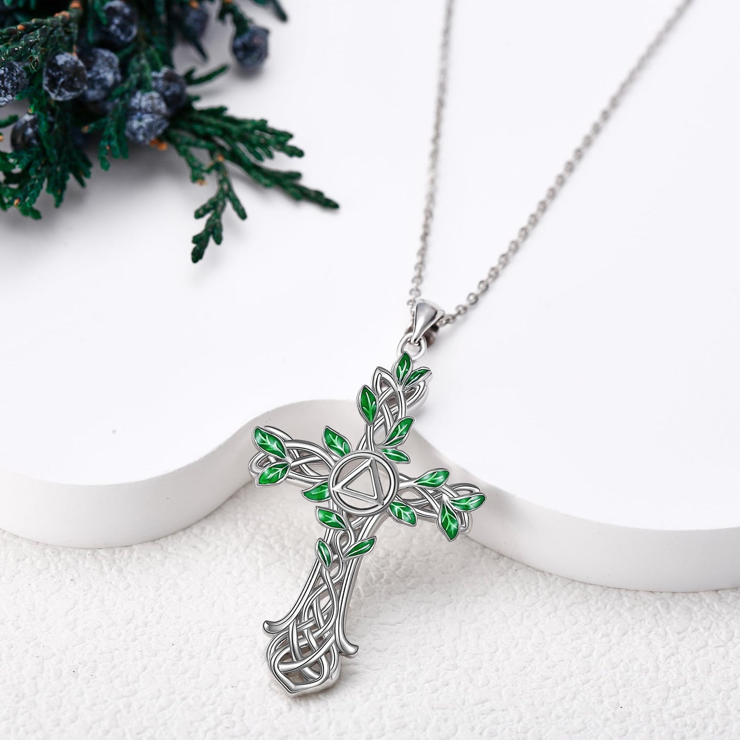 ONEFINITY AA Cross Necklace Sterling Silver Celtic Knot Cross Pendant Gifts for Women Men Jewelry (AA cross)