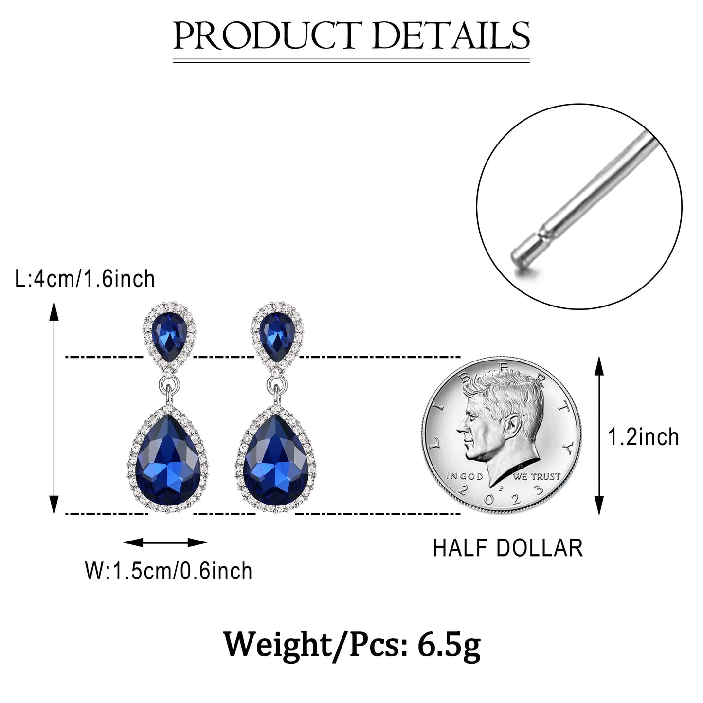 EVER FAITH Women's Austrian Crystal Wedding Tear Drop Dangle Earrings Navy Blue
