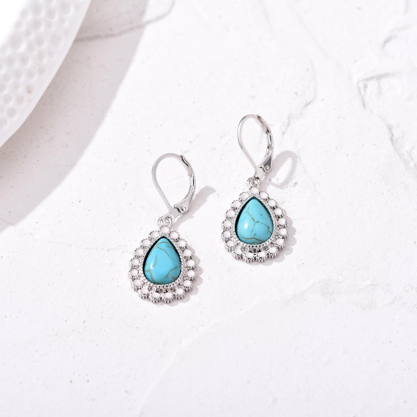 HELORET Turquoise Leverback Earrings for Women, Turquoise Drop Earrings Leverback Healing Stone Earrings Jewelry
