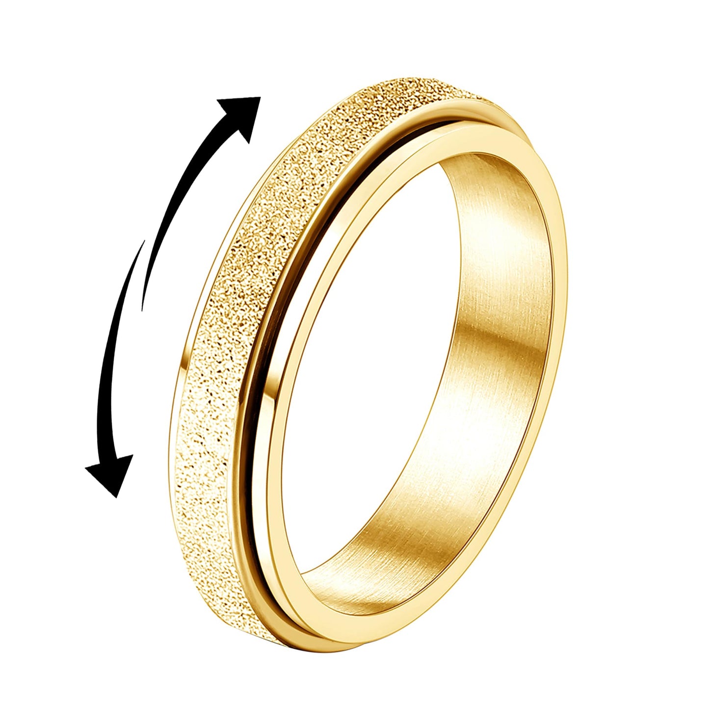 Diamday Fidget Rings for Women Men - 4mm Silver Spinner Stainless Steel Ring for Anxiety Stress Relief Glitter Sandblast Spinning Figit Anxiety Jewelry for Wedding Promise Size 9