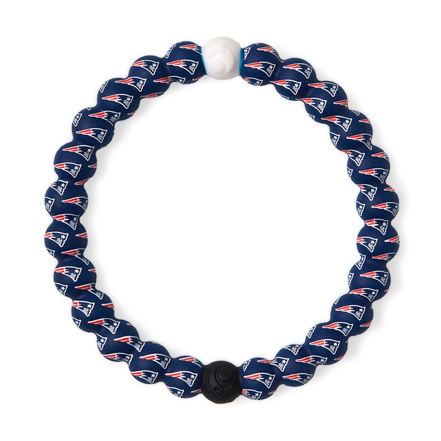 Lokai Silicone Beaded Bracelet for Men & Women, NFL Football Collection - New England Patriots, Blue Logo, Medium - Silicone Jewelry Fashion Bracelet Slides-On for Comfortable Fit
