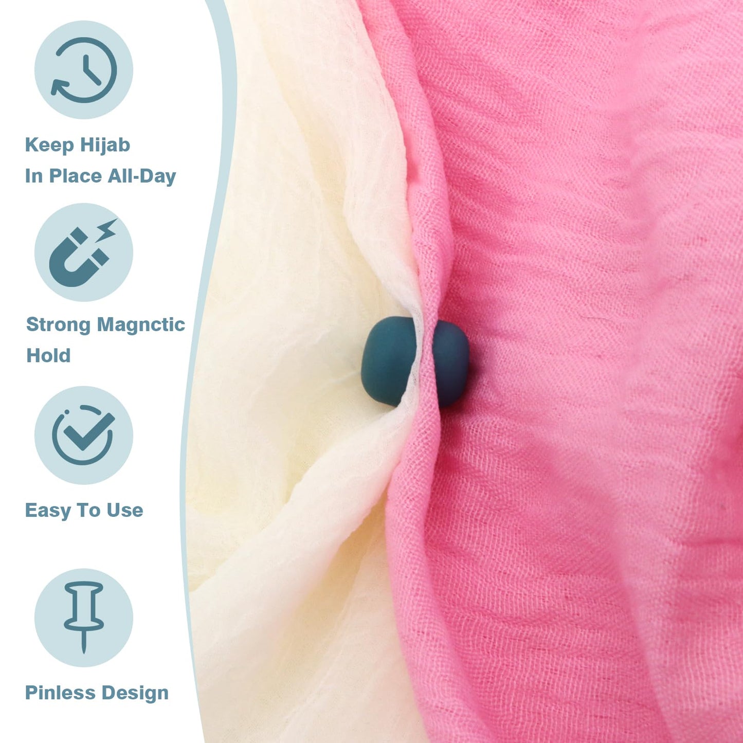 12 Pairs Hijab Magnets Strong Hijab Pins for Women Pinless Magnetic Clothing Clips for Scarf Veil Shirts Dress Muslim Islamic Gifts for Women - Round