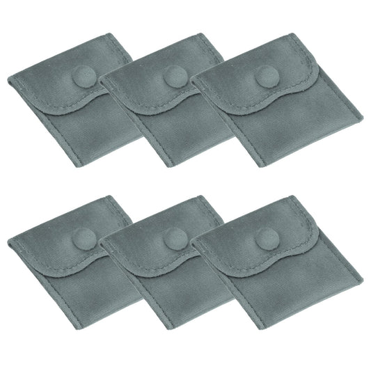 PATIKIL 3x3 Inch Velvet Jewelry Pouches, 6 Pcs Jewelry Packaging Gift Bags with Snap Button for Bracelet Necklace Rings Watch, Gray