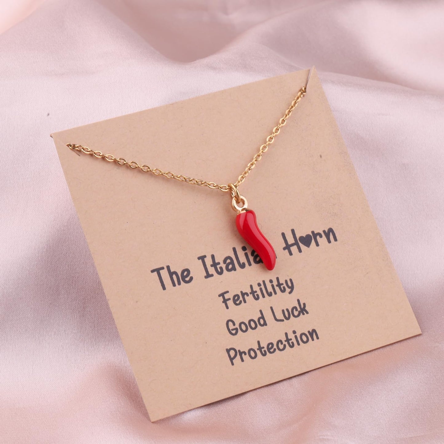 BLEOUK Italian Horns Necklace Charm Red Horns Italy Gift Italian Protection Jewelry (The ItalianHorn Card NE)