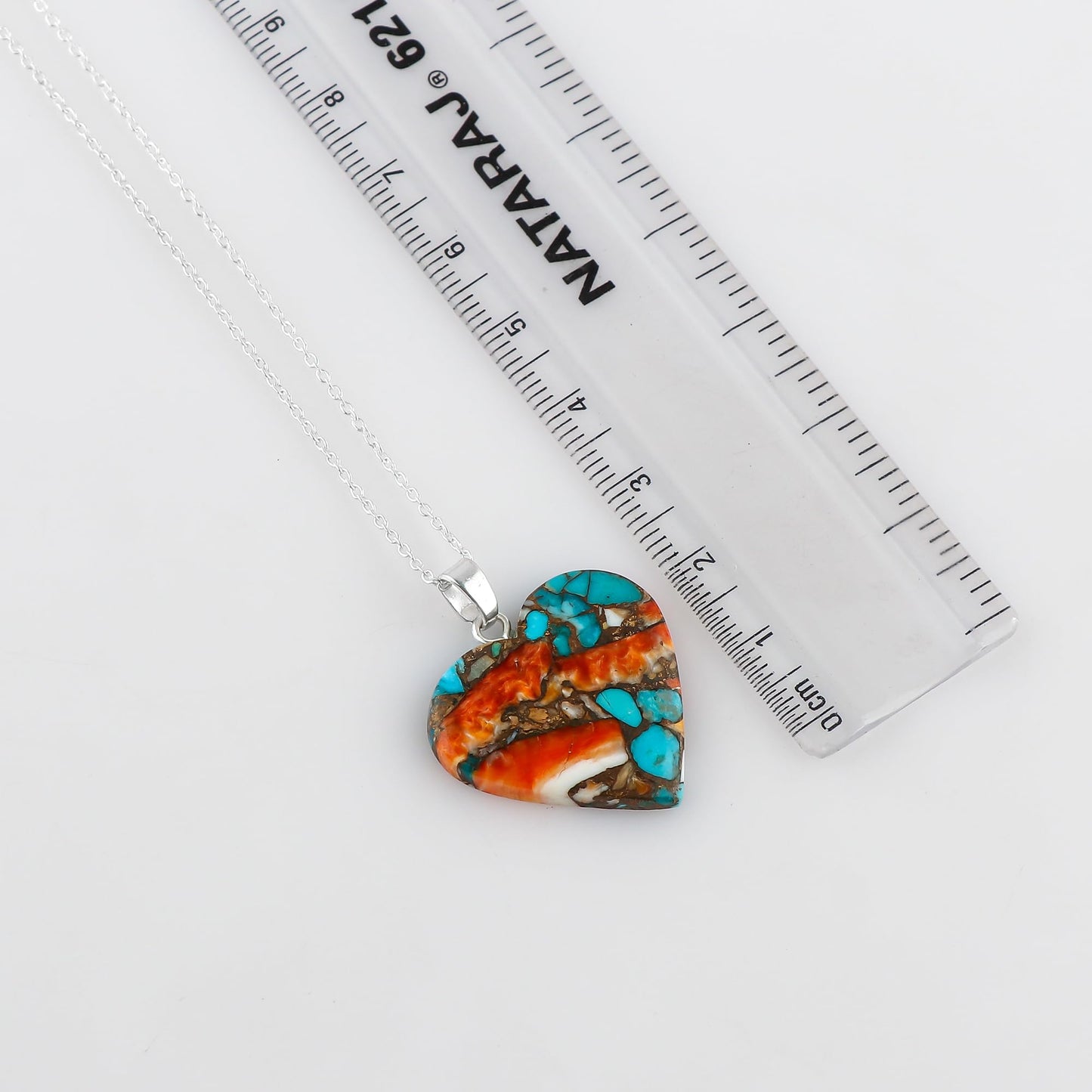 Yashee Natural Oyster Turquoise Heart Shape Crystals Pendant Necklace, Chakra Energy Healing Gemstone, Real Crystal, Top Grade, Beautiful Women Simple Jewelry, Dainty Silver Plated Jewelry 18 inch