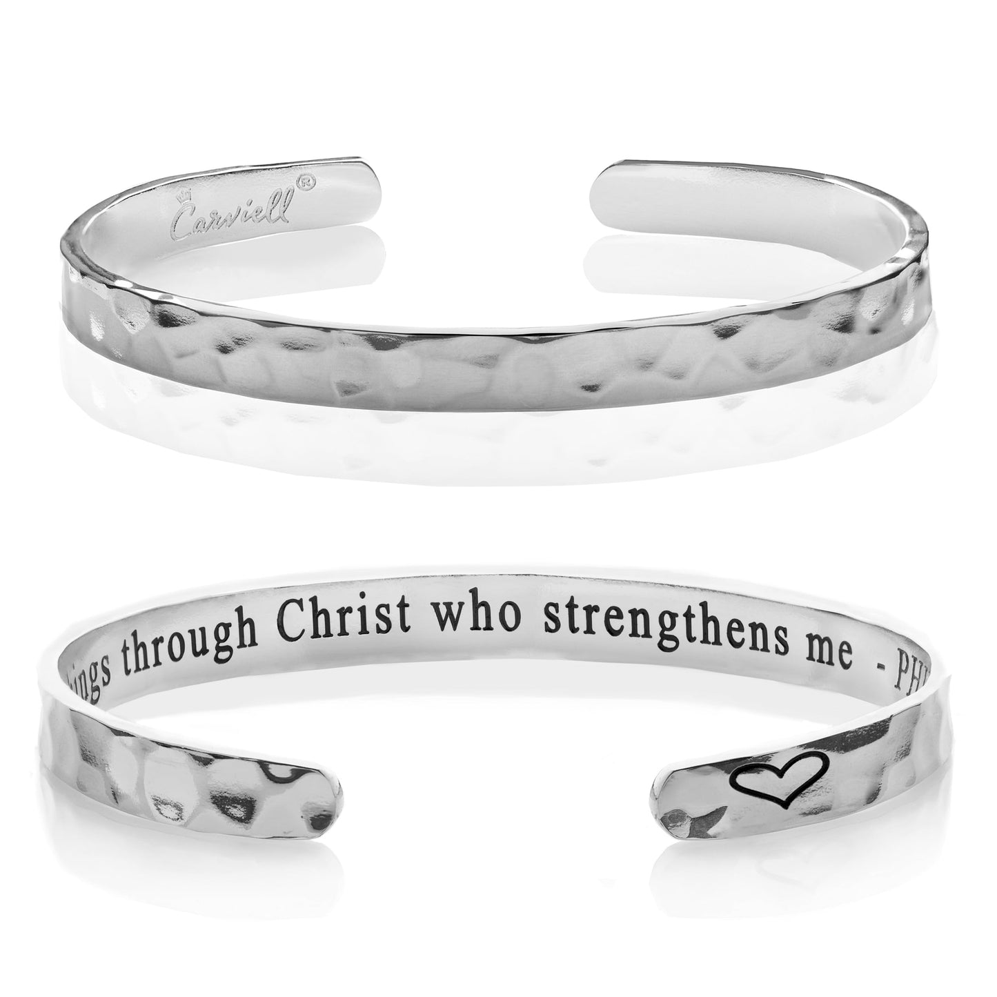 Carviell Faith Christian Bracelet for Women & Teens – 'I Can Do All Things Through Christ' Philippians Cuff – Bible Verse Jewelry, Inspirational Religious Gift, Encouragement Bracelet for Baptism or Confirmation