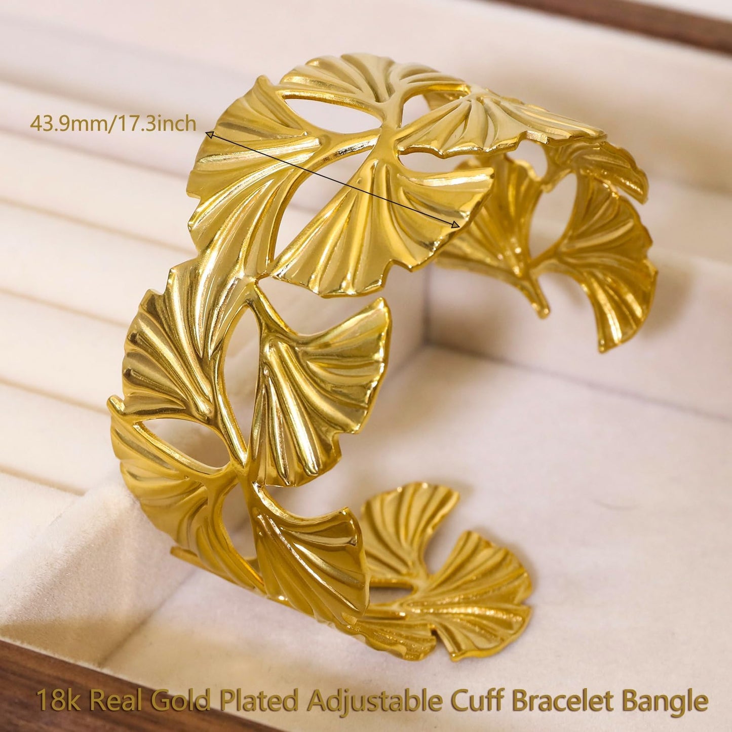 TaYolnFaSo Leaf Chunky Cuff Bracelet for Women Adjustable Wide Wrist Bracelets Open Bangle Cuff Bracelets Jewelry Gift for Ladies Wife Girlfriend Wedding Prom Party Christmas