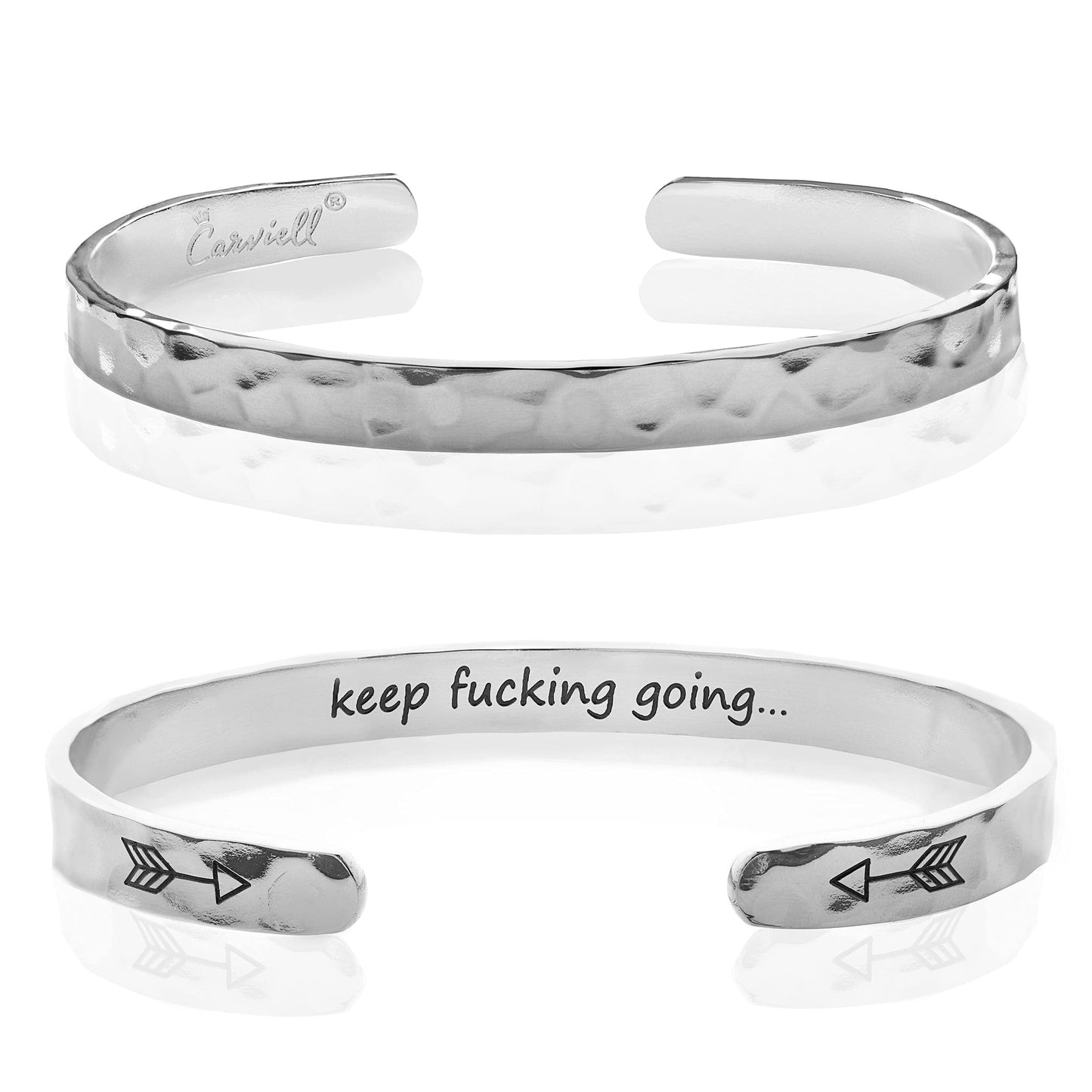 Carviell Inspirational Bracelets for Women, Miscarriage Gifts for Mothers, Womens Bracelet, Personalized Motivational Gifts Personalized Jewelry, Engraved Cuff Keep Going